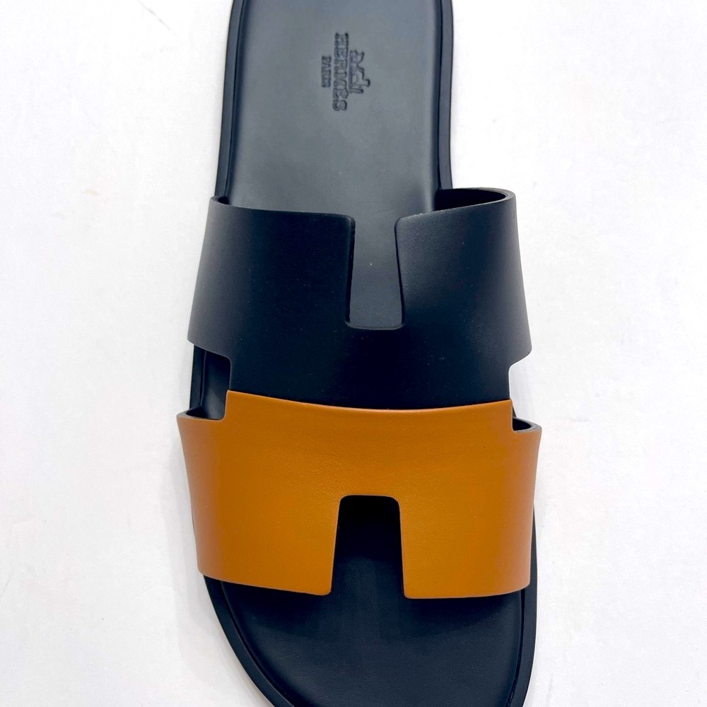Hermes Black and Brown Leather Sandals Izmir - Picture 4 of 9